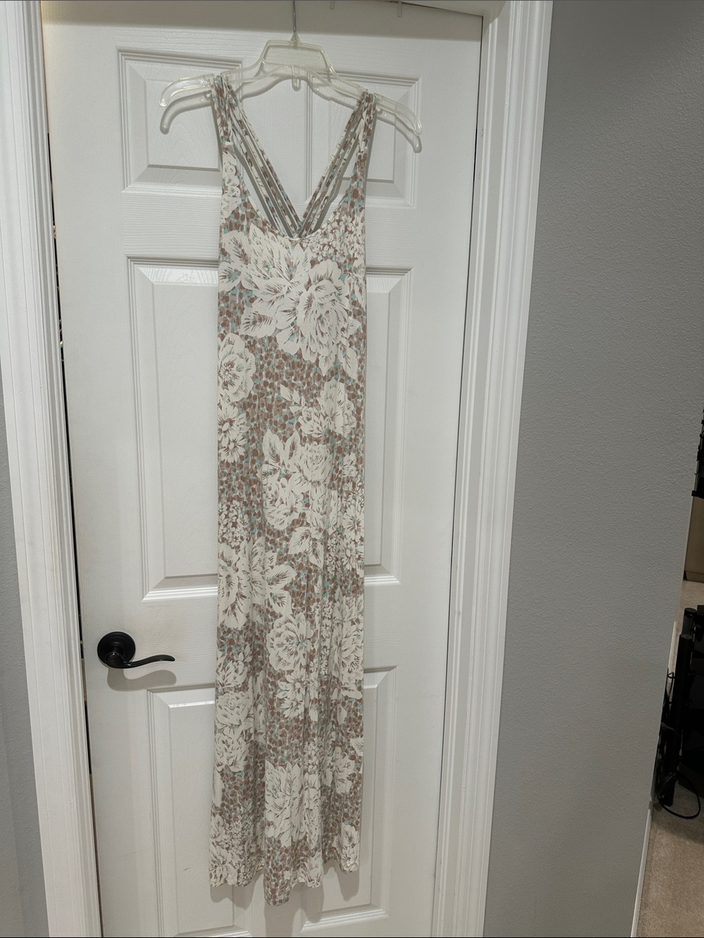 Tommy Bahama Floral V-Neck Maxi Dress in Cream and Taupe